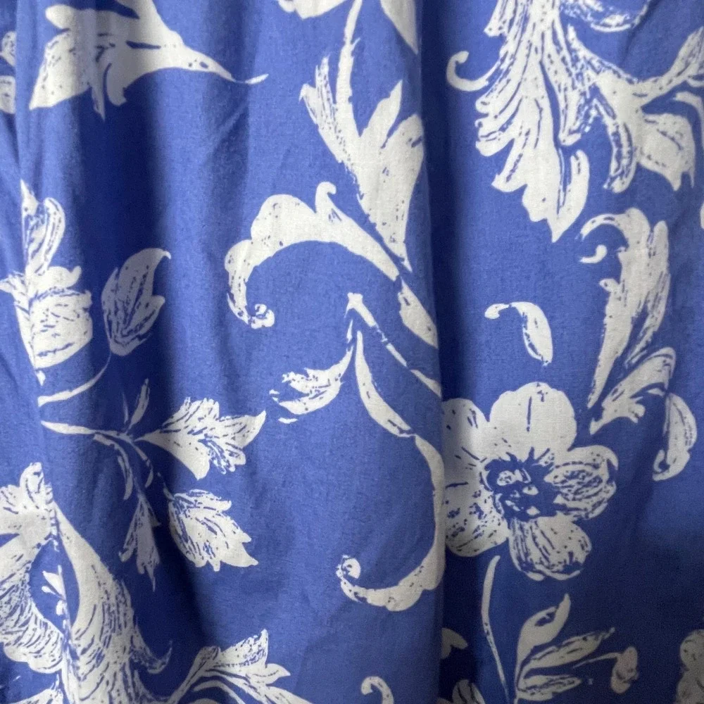 Abercrombie & Fitch L Tall One-Shoulder White Blue Floral Maxi Dress‎ NWOT